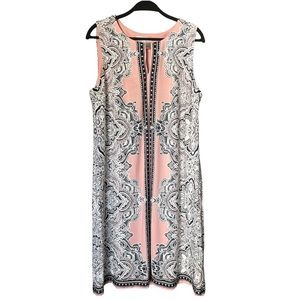 SANDRA DARREN Sleeveless Print Shift Dress Size L